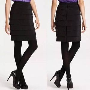 Tory Burch tiered 100% silk mini skirt in black